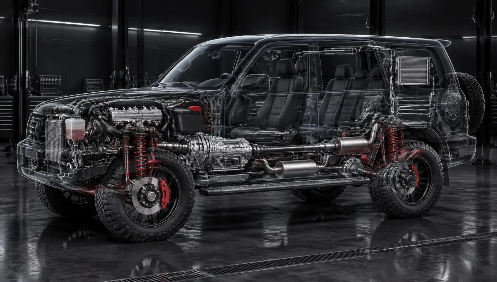 Nissan Patrol technical cutaway showing service systems